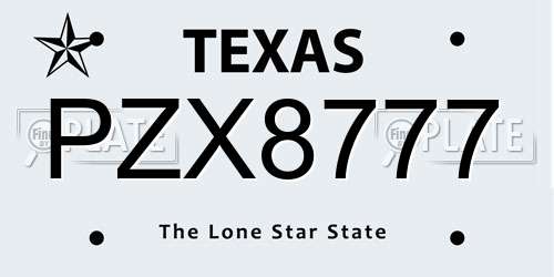 PZX8777 Texas License Plate