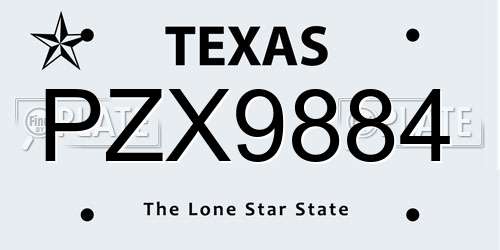 PZX9884 Texas License Plate