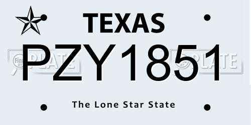PZY1851 Texas License Plate