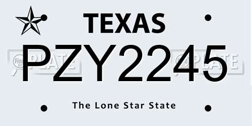 PZY2245 Texas License Plate