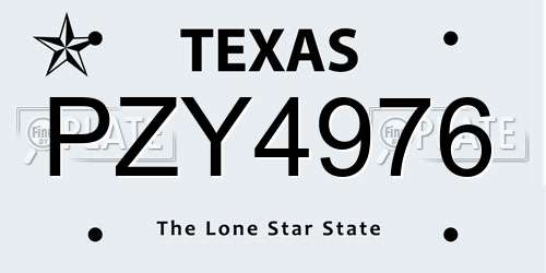 PZY4976 Texas License Plate