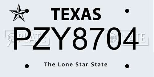 PZY8704 Texas License Plate