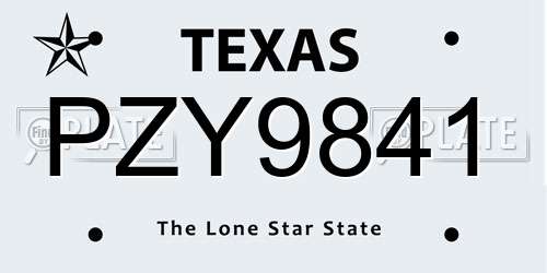 PZY9841 Texas License Plate