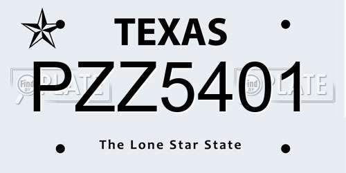 PZZ5401 Texas License Plate