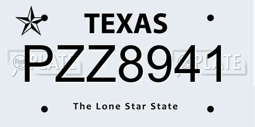 PZZ8941 Texas License Plate