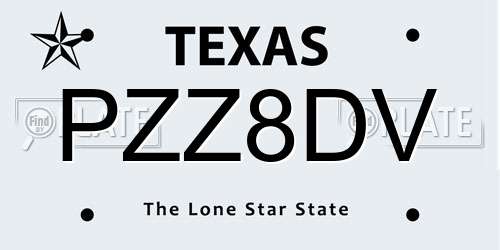 PZZ8DV Texas License Plate