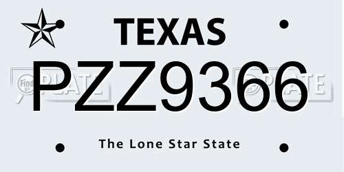 PZZ9366 Texas License Plate