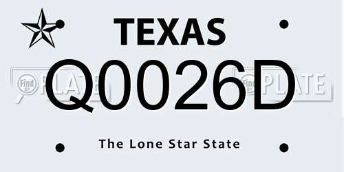 Q0026D Texas License Plate