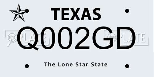 Q002GD Texas License Plate