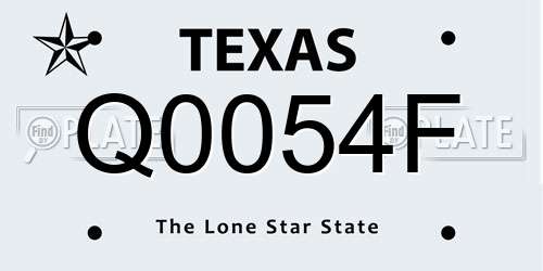 Q0054F Texas License Plate