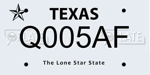 Q005AF Texas License Plate