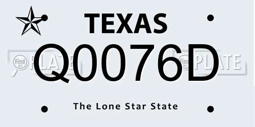 Q0076D Texas License Plate