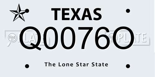 Q0076O Texas License Plate