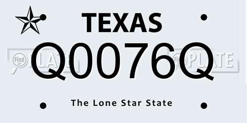 Q0076Q Texas License Plate