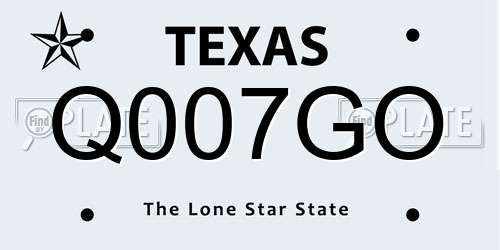 Q007GO Texas License Plate