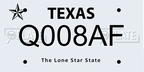 Q008AF Texas License Plate