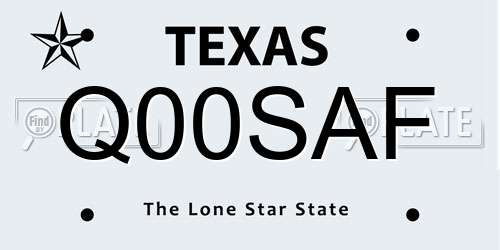 Q00SAF Texas License Plate
