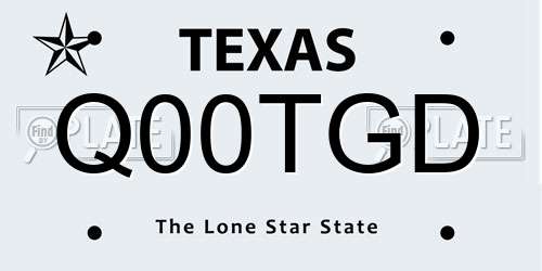 Q00TGD Texas License Plate