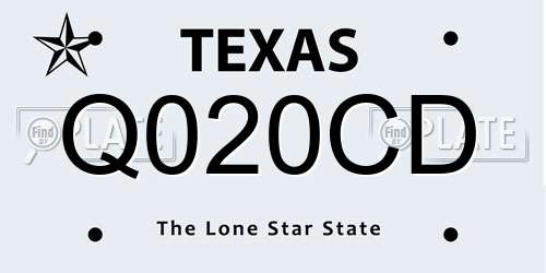 Q020CD Texas License Plate
