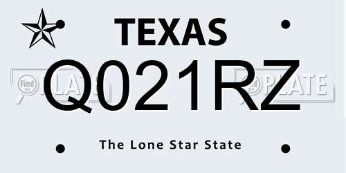 Q021RZ Texas License Plate