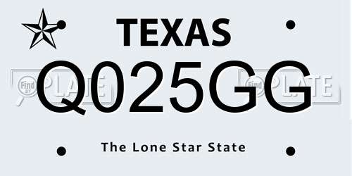 Q025GG Texas License Plate