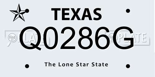 Q0286G Texas License Plate