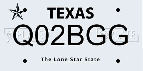 Q02BGG Texas License Plate