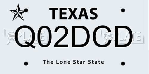 Q02DCD Texas License Plate