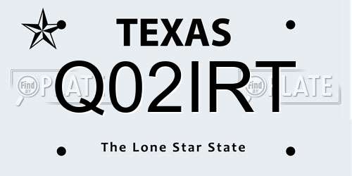 Q02IRT Texas License Plate