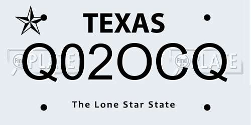 Q02OCQ Texas License Plate