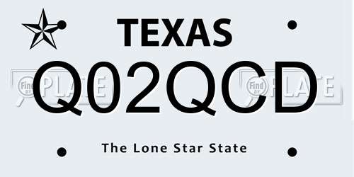 Q02QCD Texas License Plate