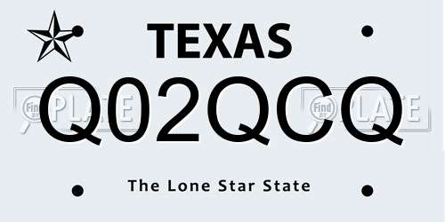 Q02QCQ Texas License Plate