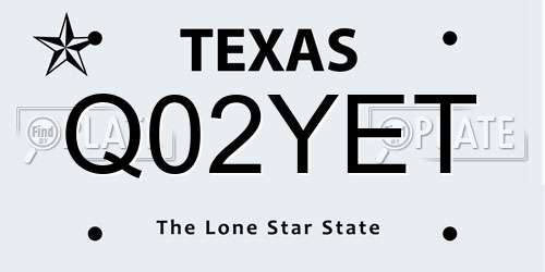 Q02YET Texas License Plate