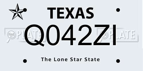 Q042ZI Texas License Plate