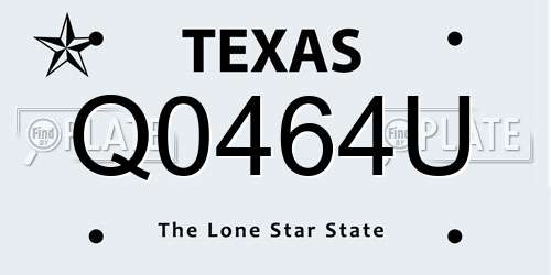 Q0464U Texas License Plate