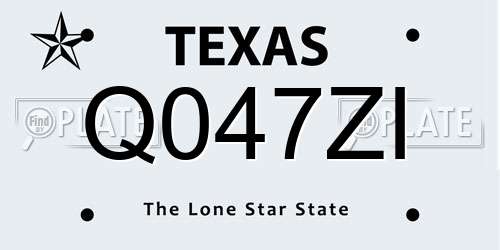 Q047ZI Texas License Plate