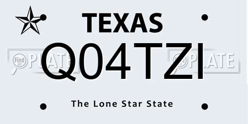 Q04TZI Texas License Plate