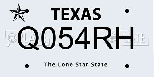 Q054RH Texas License Plate