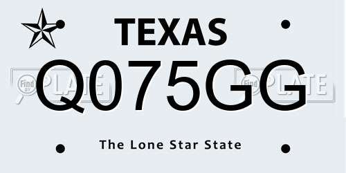 Q075GG Texas License Plate