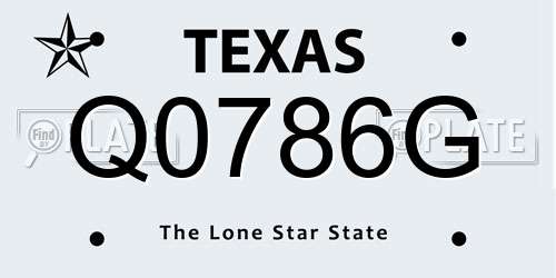 Q0786G Texas License Plate