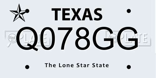 Q078GG Texas License Plate