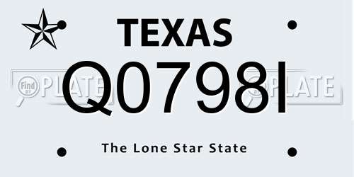 Q0798I Texas License Plate