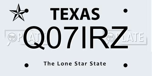 Q07IRZ Texas License Plate