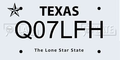 Q07LFH Texas License Plate