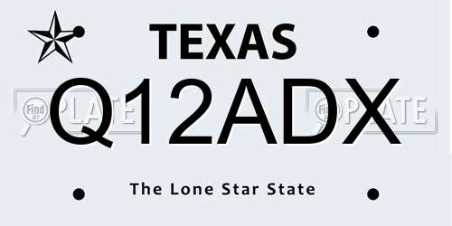 Q12ADX Texas License Plate
