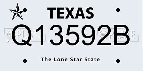 Q13592B Texas License Plate