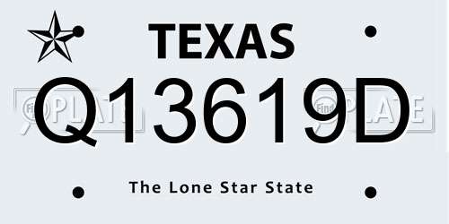 Q13619D Texas License Plate