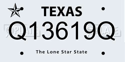 Q13619Q Texas License Plate
