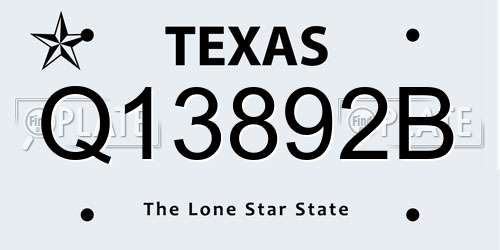 Q13892B Texas License Plate