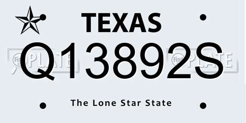 Q13892S Texas License Plate